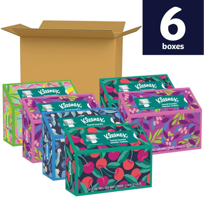 Kleenex Disposable Paper Hand Towels, 6 Boxes, 60 Tissues per Box (360 Total Tissues), Packaging May Vary