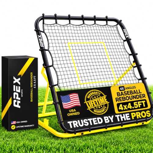 Apex Sports Baseball Rebounder Pitchback Net, Softball & Volleyball Trainer | Adjustable Return Angles, Portable Fielding Trainer for Throwing, Pitching, Bounce Back Training, Backyard & Solo Practice