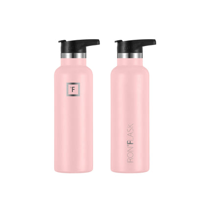 IRON °FLASK Sports Water Bottle - 3 Lids (Narrow Straw Lid) Leak Proof Vacuum Insulated Stainless Steel - Hot & Cold Double Walled Insulated Thermos, Durable Metal Canteen - Rose, 20 Oz