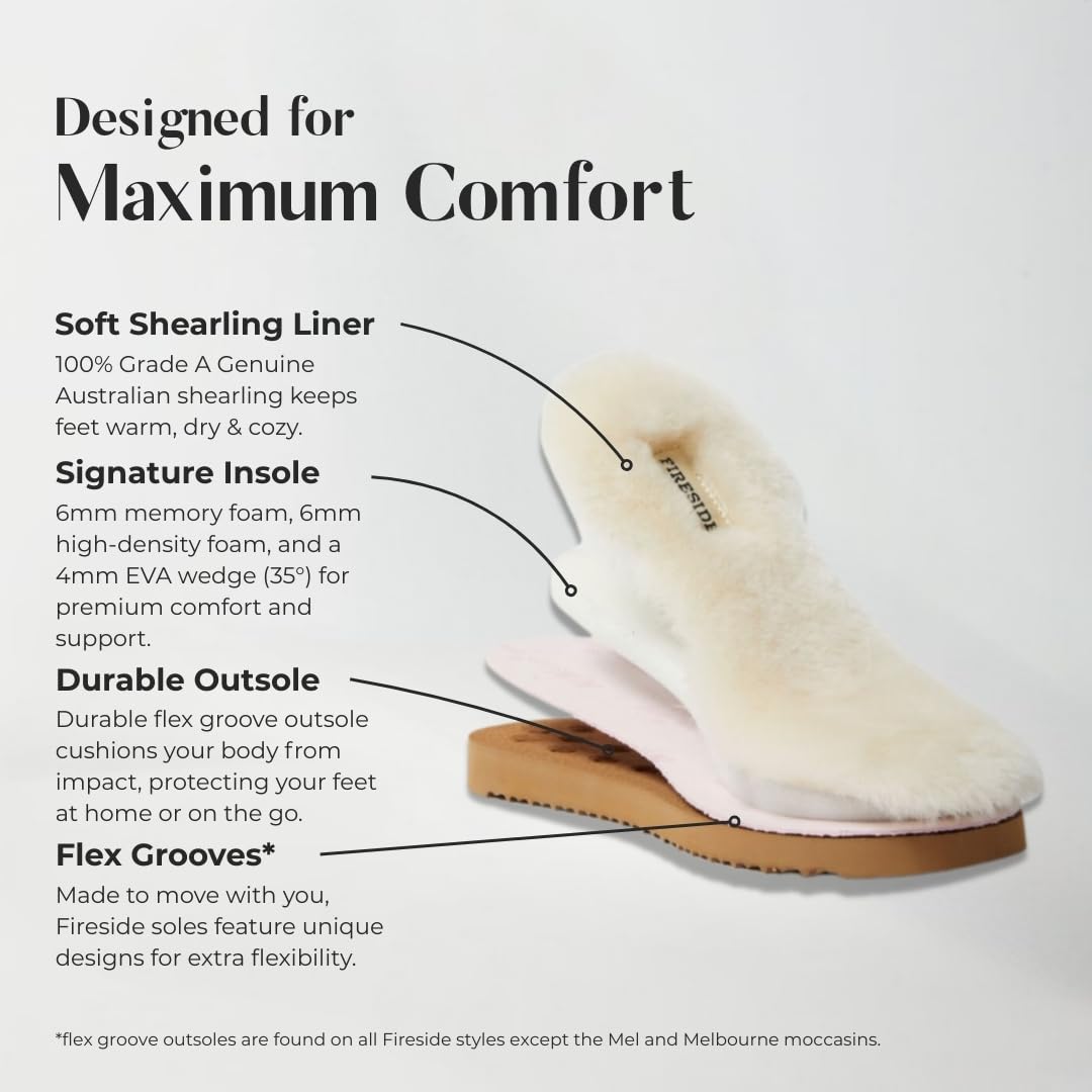 Dearfoams Women's Fireside Sydney Indoor/Outdoor Water Resistant Genuine Shearling Scuff Slipper, Wide Widths