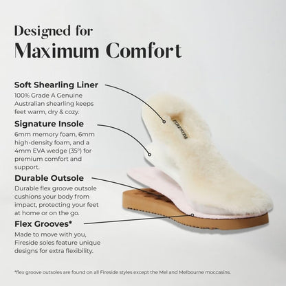 Dearfoams Women's Fireside Sydney Indoor/Outdoor Water Resistant Genuine Shearling Scuff Slipper, Wide Widths