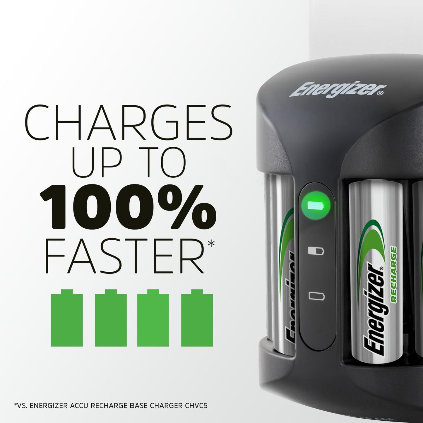 Energizer Recharge Pro Rechargeable AAA and AA Battery Charger With 4 NiMh Rechargeable AA Batteries, Provides a Full Charge in 3 Hours