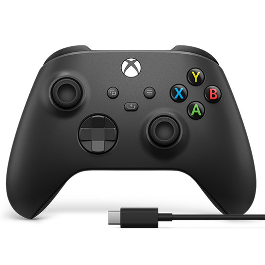Xbox Wireless Gaming Controller + USB-C® Cable (2025) – Carbon Black – Play on Xbox, Windows, Android, iOS, FireTV Sticks, Smart TVs, VR Headsets