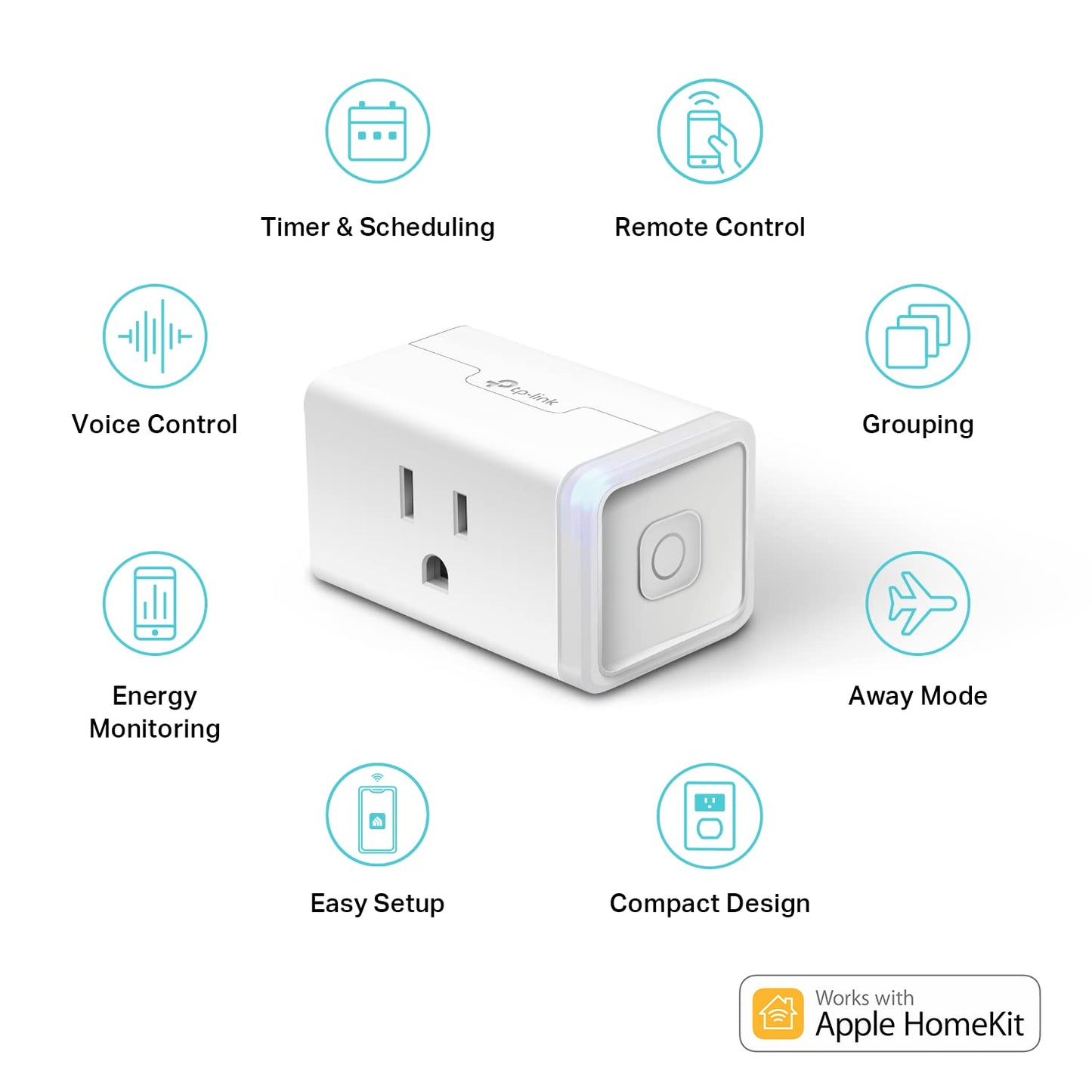 Kasa Smart Plug Mini 15A, Apple HomeKit Supported, Smart Outlet Works with Siri, Alexa & Google Home, UL Certified, App Control, Scheduling, Timer, 2.4G WiFi Only, 4 Count (Pack of 1) (EP25P4), White