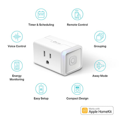 Kasa Smart Plug Mini 15A, Apple HomeKit Supported, Smart Outlet Works with Siri, Alexa & Google Home, UL Certified, App Control, Scheduling, Timer, 2.4G WiFi Only, 4 Count (Pack of 1) (EP25P4), White