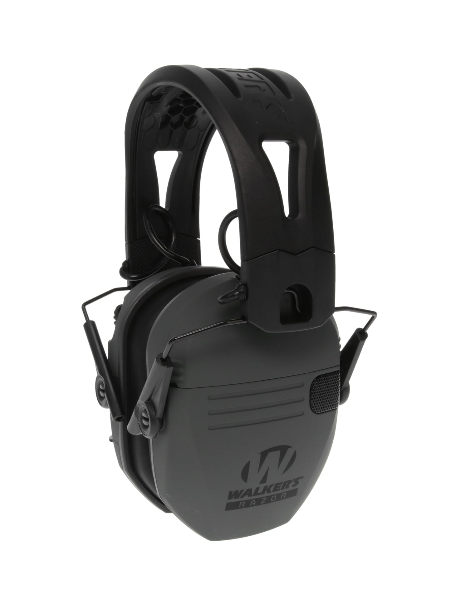 Walker's Razor Tacti-Grip Earmuffs- Battleship Grey, High Performance Silicone Composite Slip Free Headband- Natural Sound Clarity Full Dynamic Range 23NRR