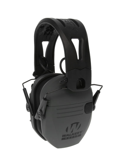 Walker's Razor Tacti-Grip Earmuffs- Battleship Grey, High Performance Silicone Composite Slip Free Headband- Natural Sound Clarity Full Dynamic Range 23NRR