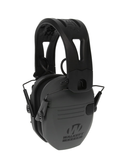 Walker's Razor Tacti-Grip Earmuffs- Battleship Grey, High Performance Silicone Composite Slip Free Headband- Natural Sound Clarity Full Dynamic Range 23NRR