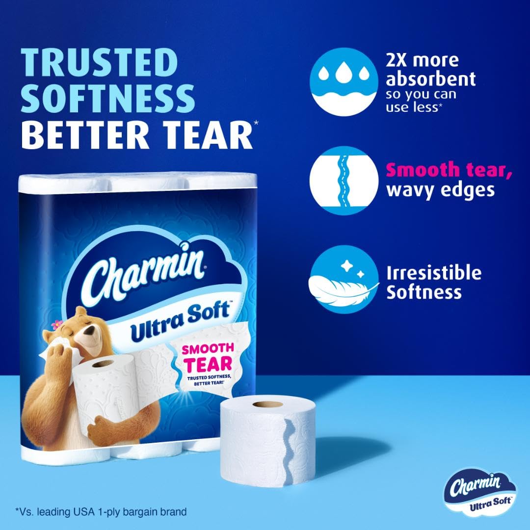 Charmin Ultra Soft Toilet Paper, 6 Mega Rolls = 24 Regular Rolls