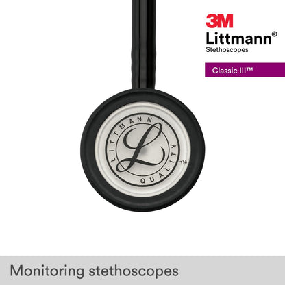 3M Littmann Classic III Monitoring Stethoscope, 5620, More Than 2X as Loud*, Weighs Less**, Stainless Steel Chestpiece, 27" Black Tube