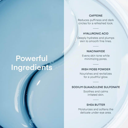 Terez & Honor Under Eye Patches for Dark Circles - 60 Korean Hydrogel Masks for Puffiness, Bags, Wrinkle with Caffeine, Hyaluronic Acid, Niacinamide - Undereye Hydrating & Cooling, Vegan, No Fragrance