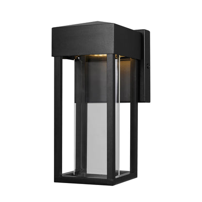 GLOBE Electric 44246 Bowie LED Integrated Outdoor Indoor Wall Sconce, Matte Black, Clear Glass Insert, 10W, 420 Lumens
