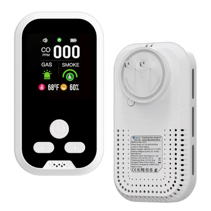 IQYEF 5-in-1 Carbon Monoxide Detectors,Natural Gas Leak Detector & Smoke and Carbon Monoxide detectors Plug-in, Battery Backup, HD Digital Display for CO, Smoke, Gas, Temp, Humidity - Home & RV Use