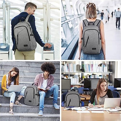 Mancro Laptop Backpack for Travel, Anti-theft Laptop Backpack for Men Business Backpack Work Daypack with USB Charging Port, Grey