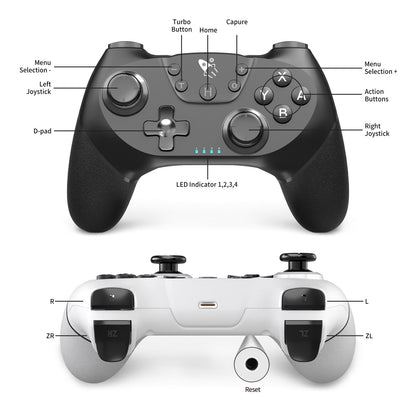AceGamer Wireless Pro Controller for Nintendo Switch/Lite/OLED/Switch 2/PC, 2 pack, Dual Vibration/Turbo/Ergonomic ! (Black&White)