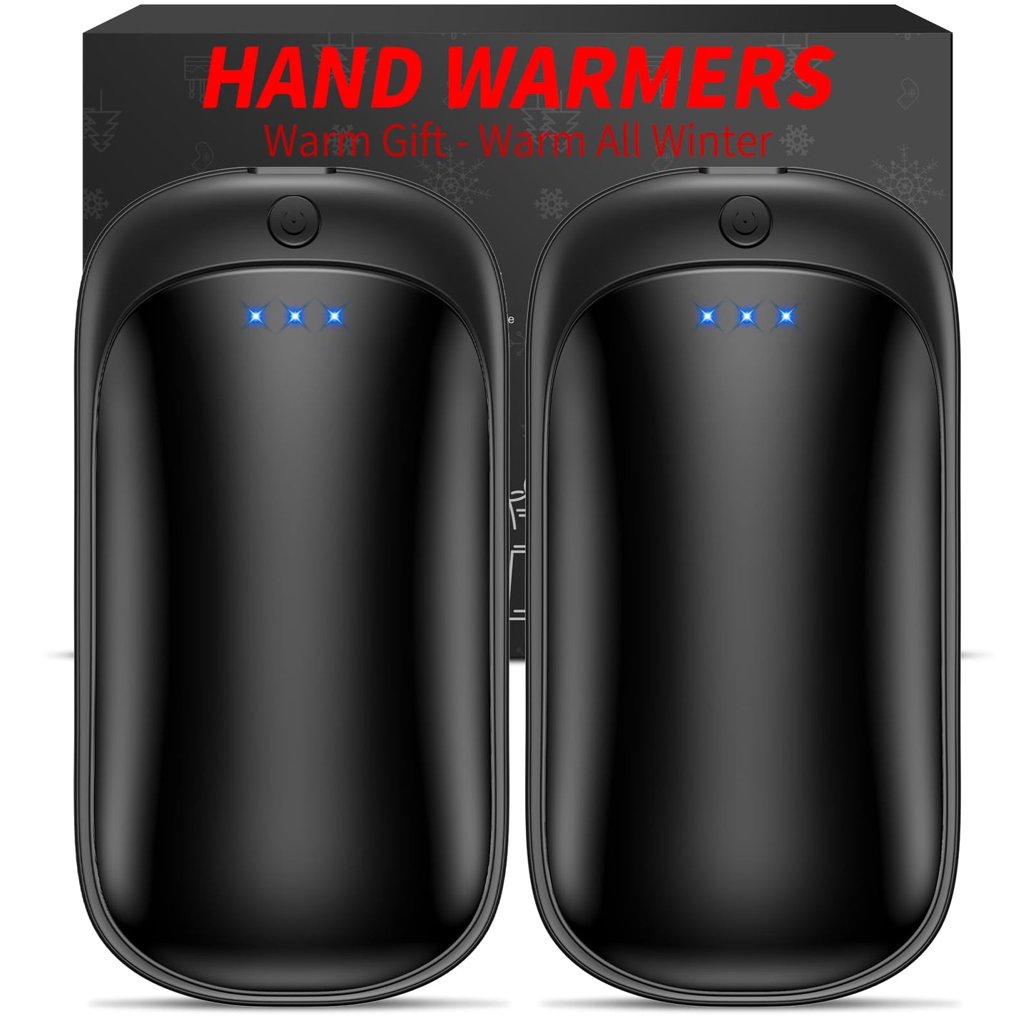 2 Pack Hand Warmers Rechargeable, Portable Electric Hand Warmers Reusable, USB Handwarmers, Outdoor/Indoor/Warm Gifts for Men Women Kids (Black&Black*2)