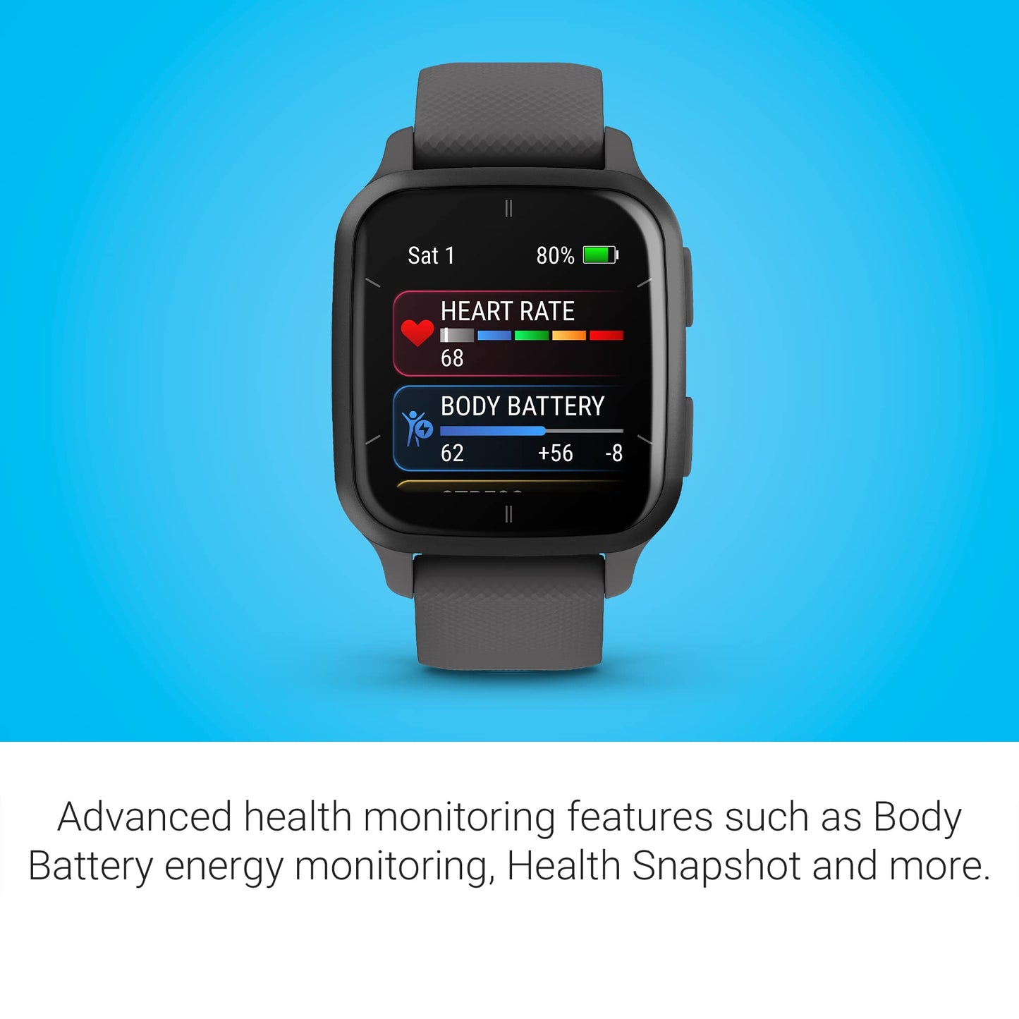 Garmin Venu® Sq 2 GPS Smartwatch, All-Day Health Monitoring, Long-Lasting Battery Life, AMOLED Display, Slate and Shadow Gray