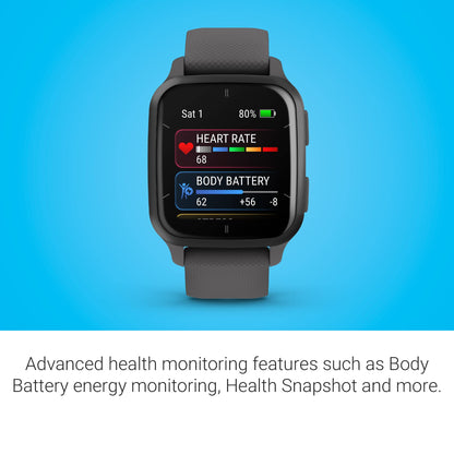 Garmin Venu® Sq 2 GPS Smartwatch, All-Day Health Monitoring, Long-Lasting Battery Life, AMOLED Display, Slate and Shadow Gray