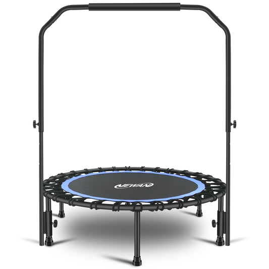 Newan 40" Silent Mini Trampoline with Adjustable Handle Bar Fitness Trampoline Bungee Rebounder Jumping Cardio Trainer Workout for Adults - Max Limit 330 lbs