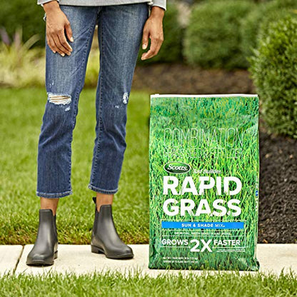 Scotts Turf Builder Rapid Grass Sun & Shade Mix, Combination Seed and Fertilizer, Grows Green Grass in Just Weeks, 16 lbs.