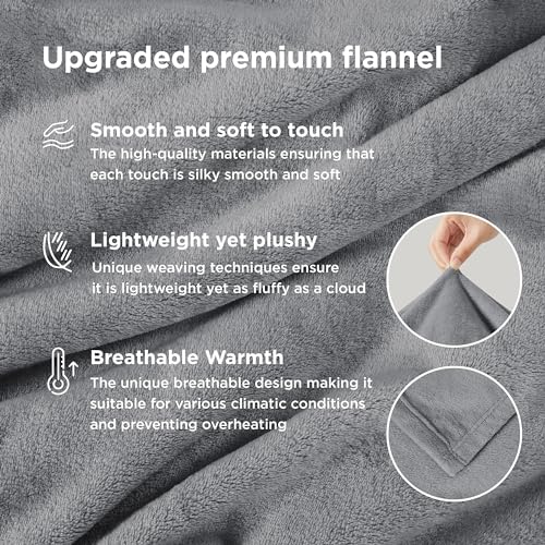 Bedsure Fleece Bed Blankets Queen Size Grey - Soft Lightweight Plush Fuzzy Cozy Luxury Blanket Microfiber, 90x90 inches