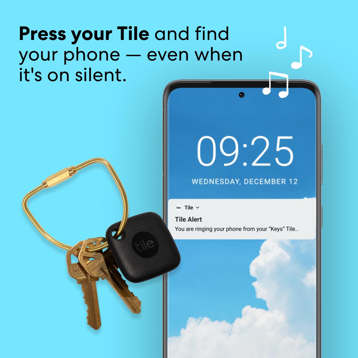 Tile Mate 1-Pack. Black. Bluetooth Tracker, Keys Finder and Item Locator for Keys, Bags and More; Up to 250 ft. Range. Water-Resistant. Phone Finder. iOS and Android Compatible.