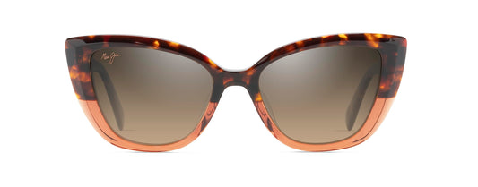 Maui Jim Women's Blossom Polarized Cat Eye Sunglasses, Havana W/Peach/Hcl® Bronze Polarized, Medium Fit