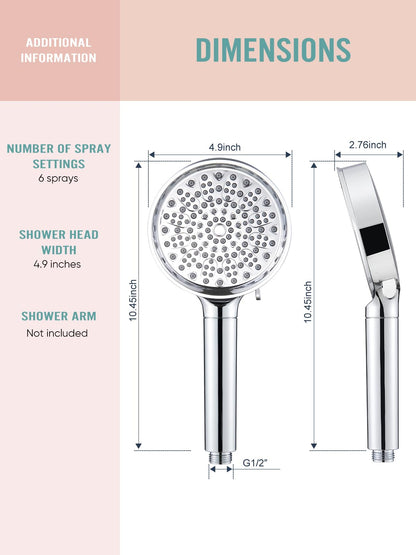 Cobbe Filtered Shower Head with Handheld, High Pressure 6 Spray Mode Showerhead with Filters, Water Softener Filters Beads for Hard Water - Remove Chlorine - Reduces Dry Itchy Skin, Chrome