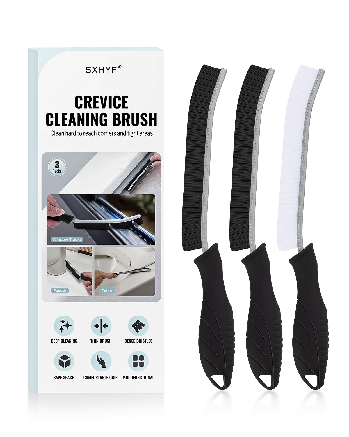 SXhyf Crevice Cleaning Brush - Grout Scrub Brush, House Cleaning Supplies, Gap Cleaning Tools, Home Essentials, Gifts for Women Men, Hard Bristle Crevice Cleaner Brush for Household Use, Bathroom