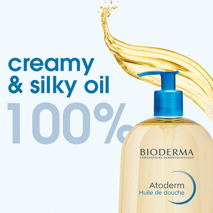 Bioderma Atoderm Shower Oil, Cleansing Oil For Face & Body, Nourishing Cleansing Oil For Dry to Atopic Sensitive Skin For Softer & Smooth Skin For Your Whole Family