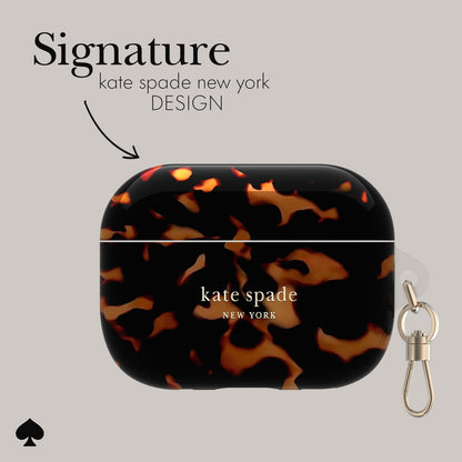kate spade new york AirPods Pro Protective Case with Keychain Ring - Tortoiseshell, Compatible with AirPods Pro 2nd / 1st Generation