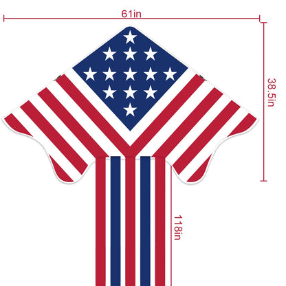 Kaiciuss American Flag Delta Kite for Kids & Adults Easy to Fly Large, The Easiest Single Line for Beach, it Comes with 300ft String Kite Handle