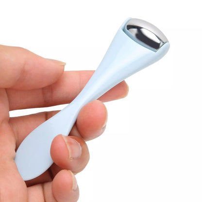 Gajoin Mini Eye Face Rollers Massager 304 Stainless Steel Ice Silicone Roller for Relief Pain Skincare Facial (Blue Color)