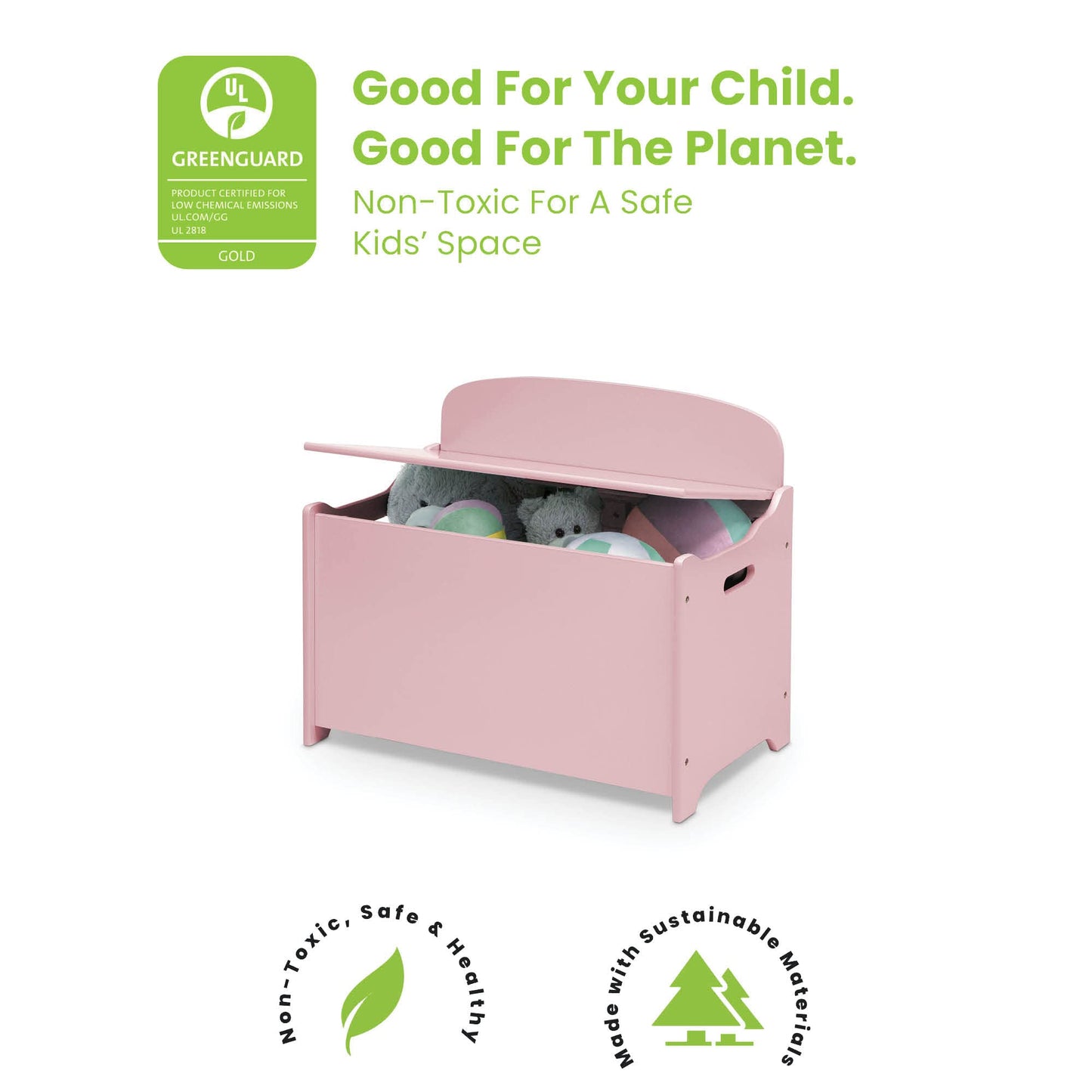 Delta Children MySize Deluxe Toy Box, Dusty Rose