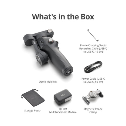 DJI Osmo Mobile 8 Advanced Tracking Combo Gimbal Stabilizer for Phone, AI Native Tracking with Audio & Lighting, 360° Pan Rotation, Built-in Extension Rod & Tripod, 10h Battery, Extension Rod