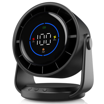 YOSHENMO Table Fans, Quiet Wall-Mounted Desk Fan, Digital Display Rechargeable USB Fan, 105°Tilt, 100 Speeds, Long Lasting Power, Portable Fan for Home Office Kitchen Travel Camping