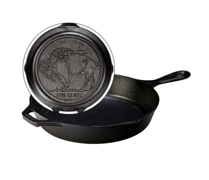 Lodge Cast Iron Buffalo Nickel Skillet, 10.25 Inch