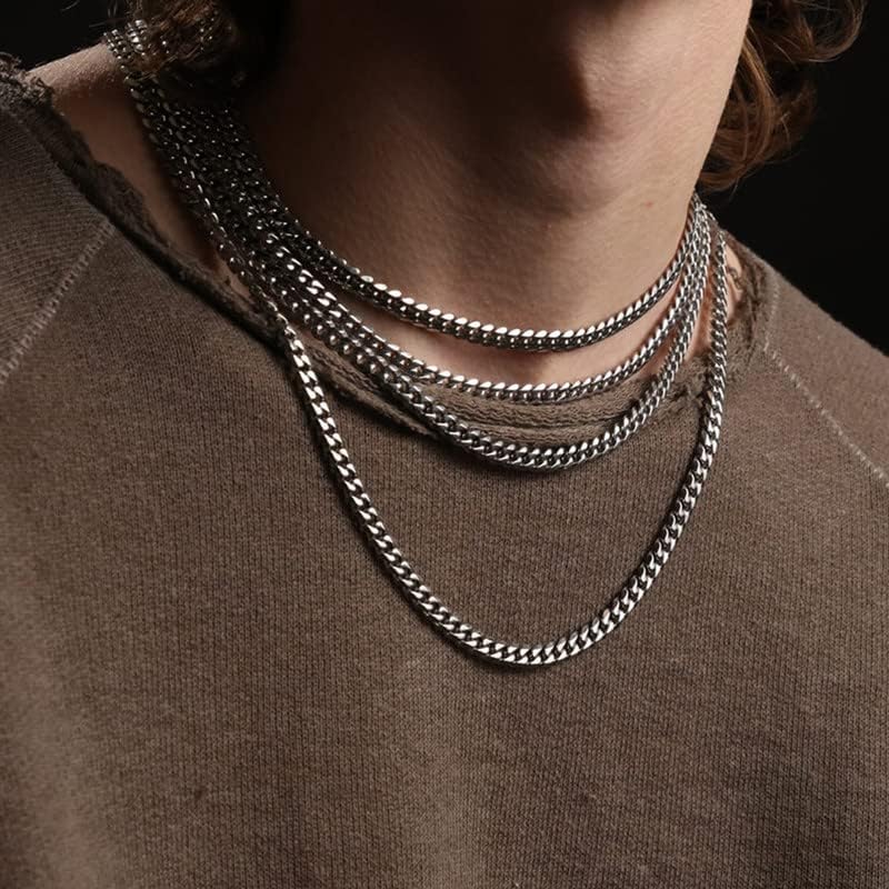 Stainless Steel Mens Cuban Link Chain, Miami Cuban Chain Necklace for Men, 7mm Wide Hip Hop Mens Jewelry, 20"
