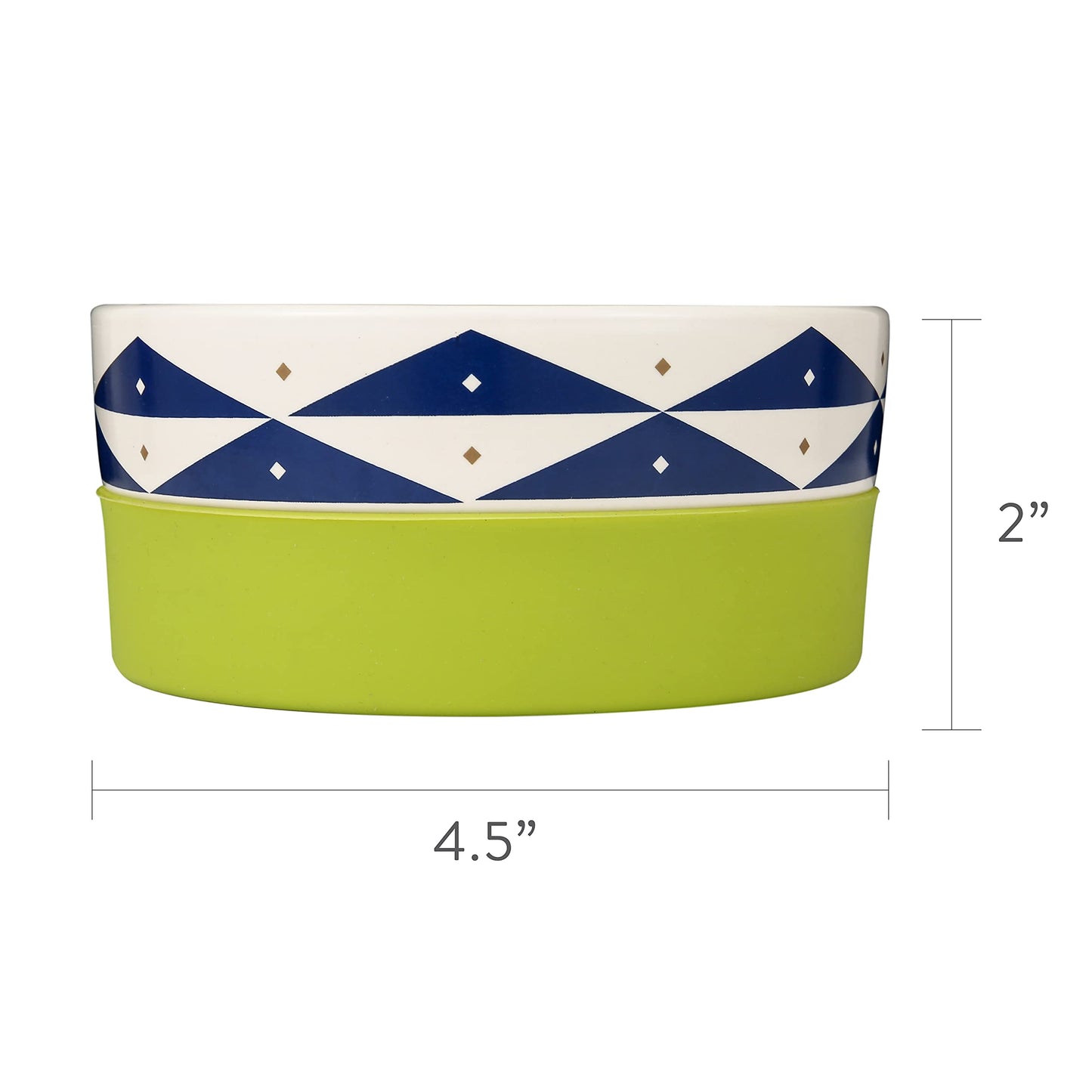 Now House for Pets by Jonathan Adler Oslo Duo Dog Bowl, Small Cute Ceramic Dog Food Bowl from Now House by Jonathan Adler for Water or Food, 4.5 Inch Dog Bowl, Green (FF15509)