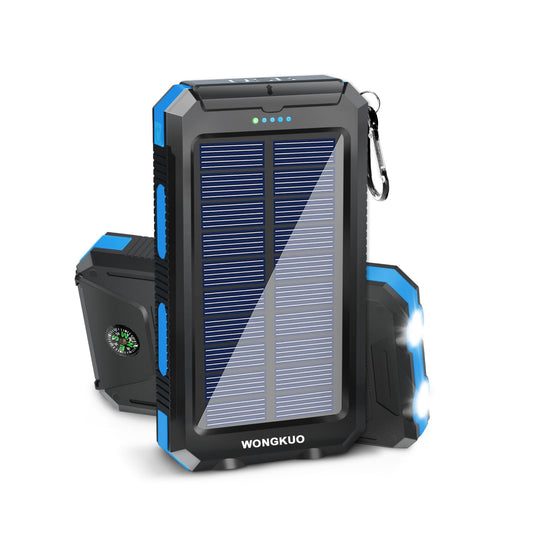 WONGKUO Solar Charger Power Bank - 𝟮𝟬𝟮𝟰 𝙐𝙥𝙜𝙧𝙖𝙙𝙚 36800mAh Solar Phone Charger, QC3.0 Fast Charger with LED Flashlight, IP65 Waterproof Portable Power Bank for Outdoor Activities