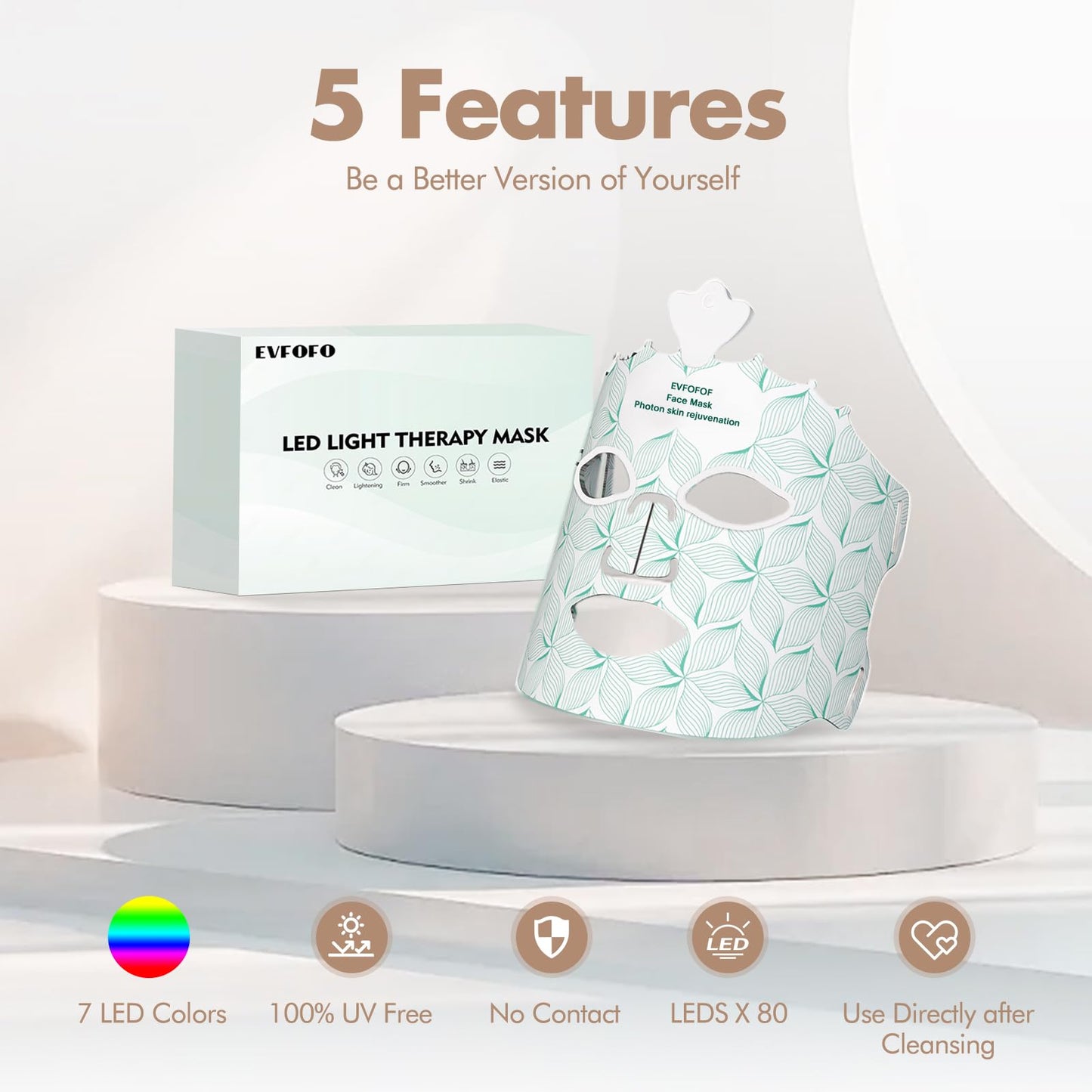 Red Light Therapy Mask for Face, 7 Colors LED Face Mask Light Therapy At Home, Led Face Mask Light Therapy, Green
