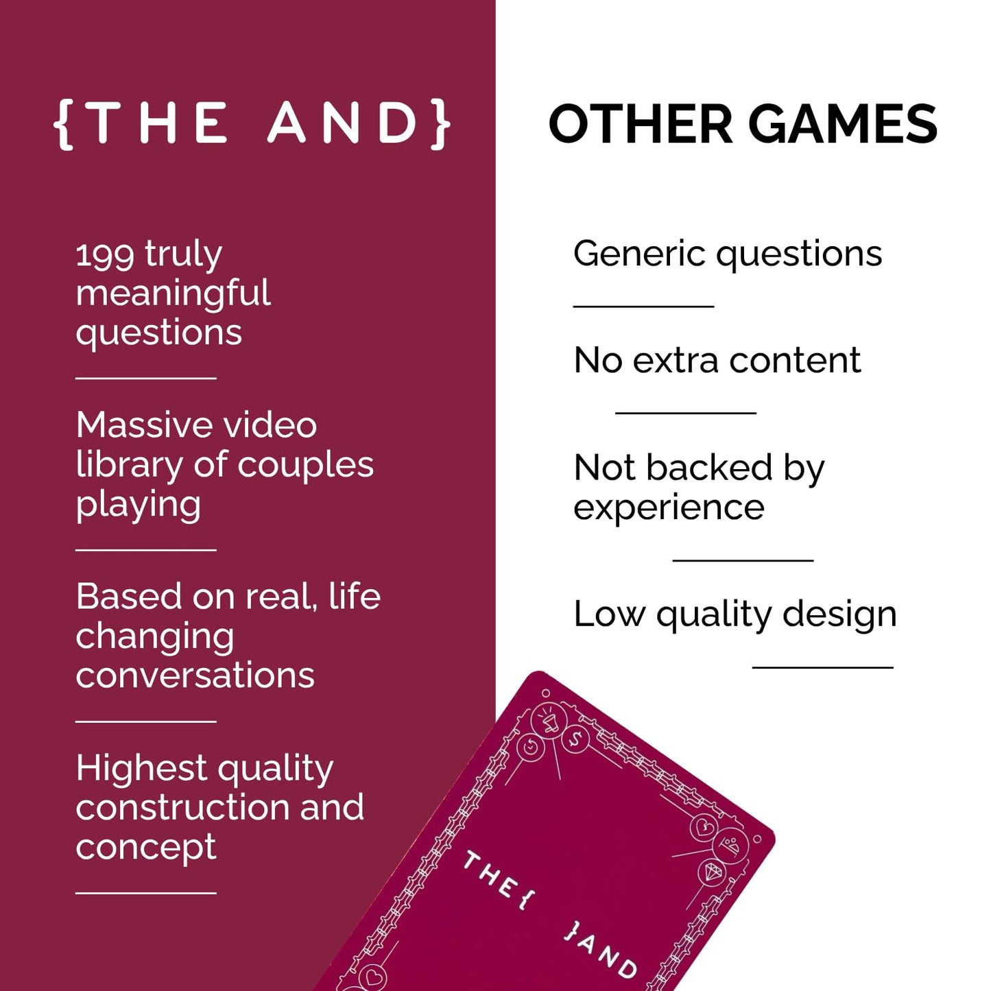 {THE AND} Long Term Couples Edition - 199 Meaningful Conversation Cards for Couples - Questions to Reconnect & Deepen Relationships - Couples Card Game to Reflect & Rediscover Love by The Skin Deep