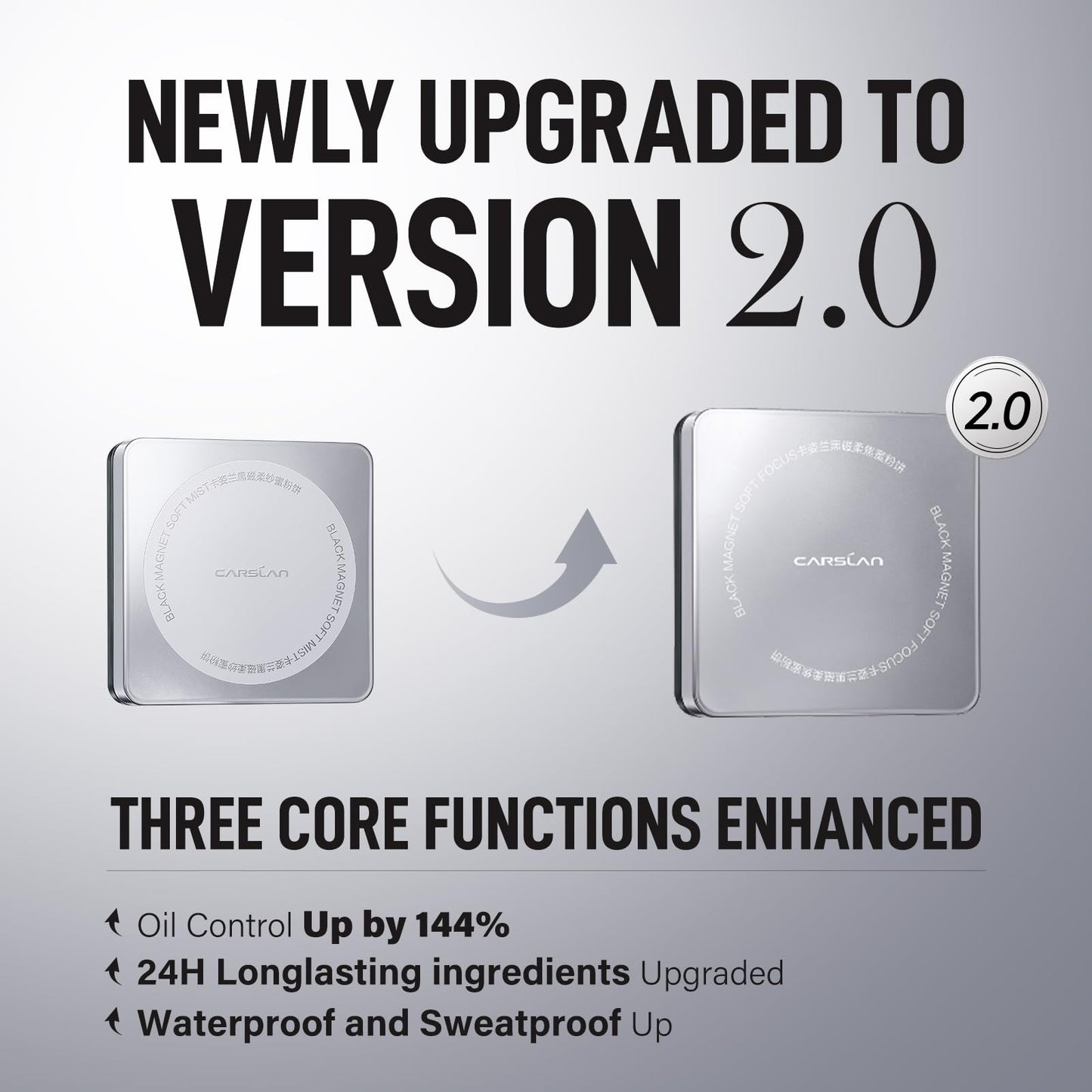 CARSLAN 2.0 Black Magnet Soft Focus Powder, Waterproof Translucent Pressed Setting Powder, 24H Longlasting Talc-Free Face Powder, Oil Control Compact Makeup,01 Translucent For Dry&Com Skin, 0.28Oz