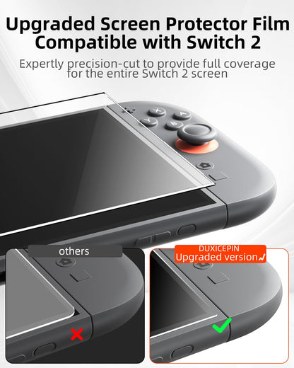 Glass Screen Protector for Nintend0 Switch 2, 2-Pack Tempered Glass with Installation Frame, Full Coverage, 9H Hardness, Ultra-Thin, High Transparency, Easy Bubble-Free Installation