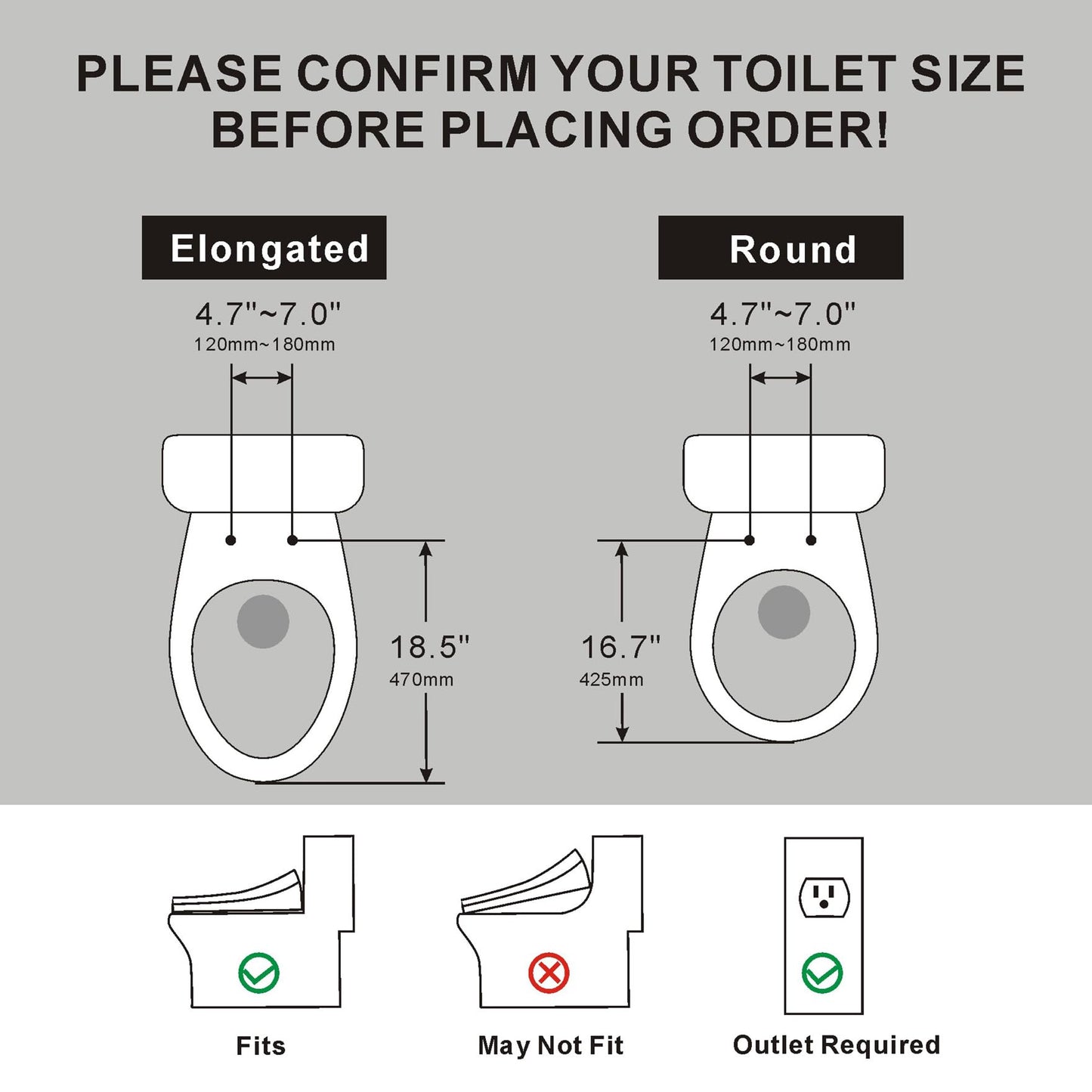 XCQQ Electric Heated Bidet Toilet Seat with Warm Water Wash, Warm Air Dryer, Soft Closed Lid, Night Light, LED Display, Toilet Seat with Bidet Requires Outlet - Elongated