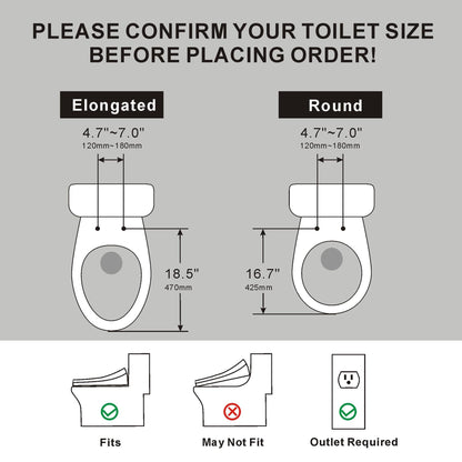 XCQQ Electric Heated Bidet Toilet Seat with Warm Water Wash, Warm Air Dryer, Soft Closed Lid, Night Light, LED Display, Toilet Seat with Bidet Requires Outlet - Elongated