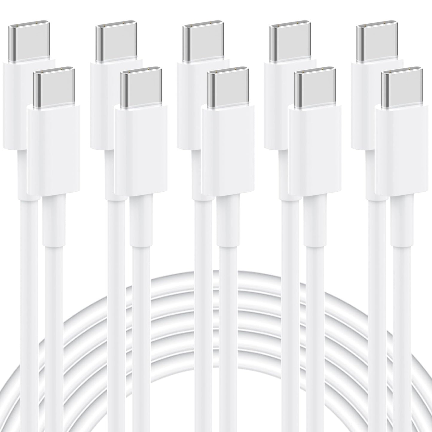 USB C to USB C Cable, 5-Pack 6FT, 60W Fast Charging Power Delivery for iPhone 15/15 Pro/15 Plus/15 Pro Max, iPad Mini 6/Pro 2021, MacBook Pro 2020, Samsung Galaxy S23, Switch