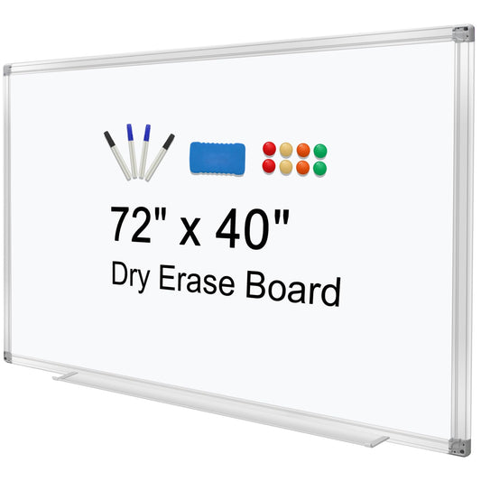 H-Qprobd Dry Erase Board for Wall 72"x40" Aluminum Presentation Magnetic Whiteboard with Long Pen Tray, Wall-Mounted White Board for School, Office and Home