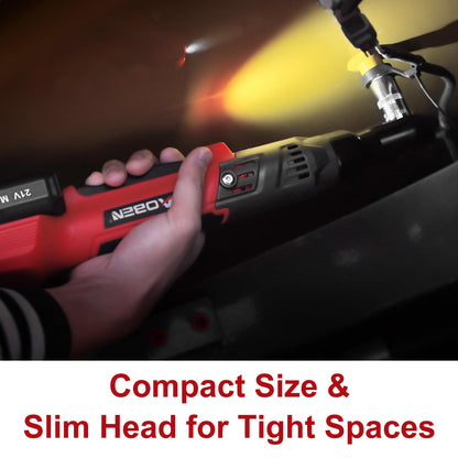 AOBEN 21V 1/2" Cordless Ratchet Wrench Kit-74 Ft-lbs Brushless Electric Power Ratchet with Variable Speed, 2X2000mAh Lithium-Ion Battery, Charger, 8 Sockets, 1/4" & 3/8" Adaptors, 3" Extension Bar