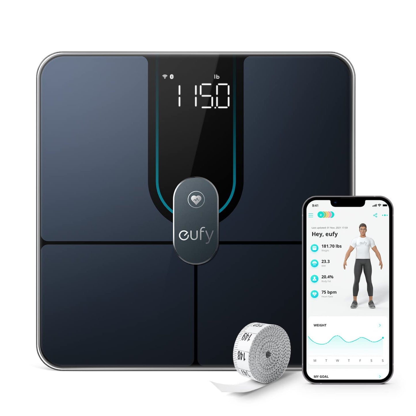 eufy Digital Bathroom Scale P2 Pro, Smart Scale for Body Weight with Wi-Fi Bluetooth, 16 Measurements Body Composition Scale with bmi, Body Fat, Muscle Mass, FSA or HSA Eligible, 3D Virtual Body Mode